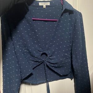 Women's Navy Blue Ruched Top